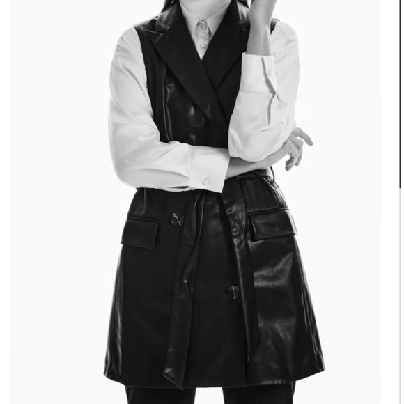 Zara Jackets & Coats Zara Faux Leather Vest Black Small Poshmark